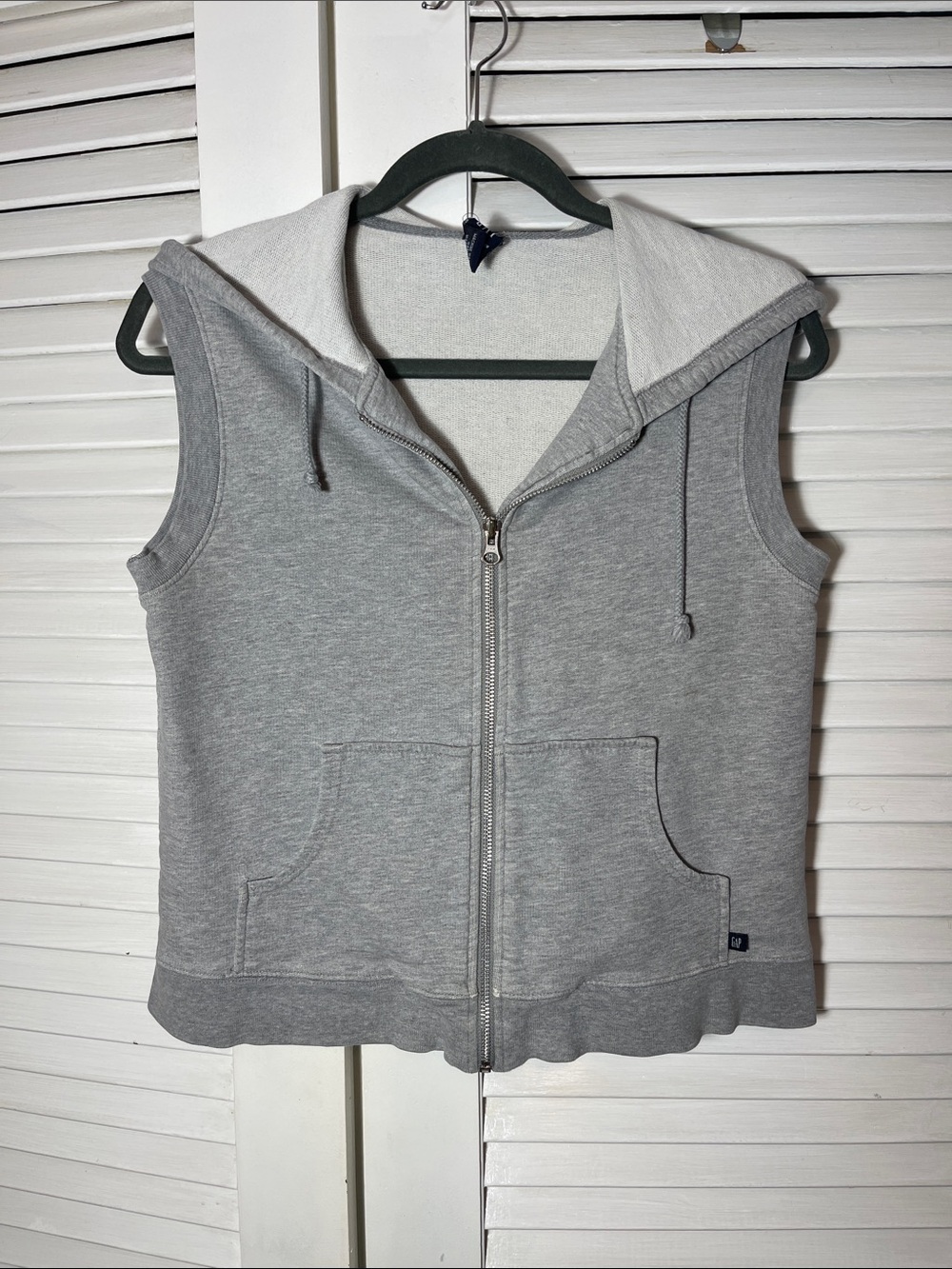 GAP Light Gray Sleeveless Zip Hoodie Vest
